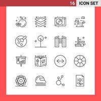 16 Icon Pack Line Style Outline Symbols on White Background Simple Signs for general designing vector