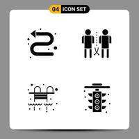 4 Black Icon Pack Glyph Symbols Signs for Responsive designs on white background 4 Icons Set vector