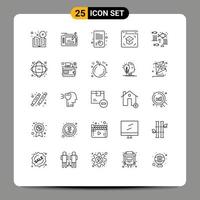 Set of 25 Commercial Lines pack for online internet drawing education report Editable Vector Design Elements