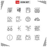 16 Icons Line Style Grid Based Creative Outline Symbols for Website Design Simple Line Icon Signs Isolated on White Background 16 Icon Set vector