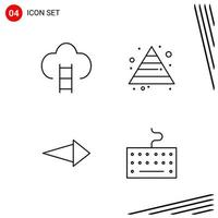 Collection of 4 Vector Icons in Line style Pixle Perfect Outline Symbols for Web and Mobile Line Icon Signs on White Background 4 Icons