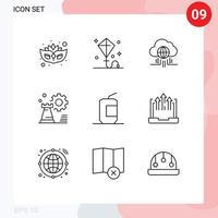Set of 9 Vector Outlines on Grid for coca setting internet chess strategy Editable Vector Design Elements