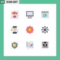 Pack of 9 Modern Flat Colors Signs and Symbols for Web Print Media such as sale discount imac shopping calender Editable Vector Design Elements