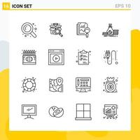 Collection of 16 Universal Line Icons Icon Set for Web and Mobile vector