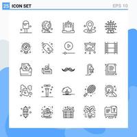 Modern 25 Line style icons Outline Symbols for general use Creative Line Icon Sign Isolated on White Background 25 Icons Pack vector