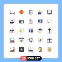 Mobile Interface Flat Color Set of 25 Pictograms of online display security aspect ratio decoration Editable Vector Design Elements