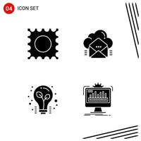 Collection of 4 Vector Icons in solid style Pixle Perfect Glyph Symbols for Web and Mobile Solid Icon Signs on White Background 4 Icons