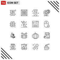 16 Creative Icons Modern Signs and Symbols of heart globe biology analysis data Editable Vector Design Elements