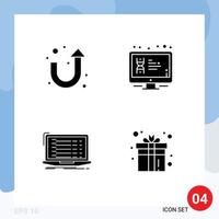 Set of 4 Modern UI Icons Symbols Signs for arrow app display monitor developer Editable Vector Design Elements
