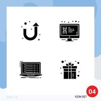 conjunto de 4 iconos de interfaz de usuario modernos signos de símbolos para elementos de diseño vectorial editables del desarrollador del monitor de visualización de la aplicación de flecha vector