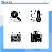 Modern 4 solid style icons Glyph Symbols for general use Creative Solid Icon Sign Isolated on White Background 4 Icons Pack vector