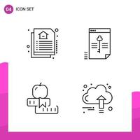 Outline Icon set Pack of 4 Line Icons isolated on White Background for responsive Website Design Print and Mobile Applications vector