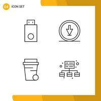 Group of 4 Filledline Flat Colors Signs and Symbols for devices pointer products direction soup Editable Vector Design Elements