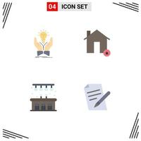 Group of 4 Modern Flat Icons Set for idea real share estate life Editable Vector Design Elements