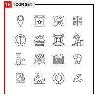 16 General Icons for website design print and mobile apps 16 Outline Symbols Signs Isolated on White Background 16 Icon Pack vector