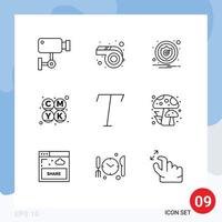 Pack of 9 Modern Outlines Signs and Symbols for Web Print Media such as autumn font alert printing cmyk Editable Vector Design Elements