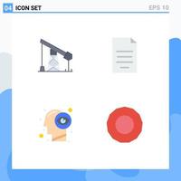 4 Universal Flat Icons Set for Web and Mobile Applications construction human gass file vision Editable Vector Design Elements