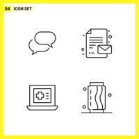 4 Icon Set Simple Line Symbols Outline Sign on White Background for Website Design Mobile Applications and Print Media vector