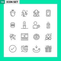 Pack of 16 Line Style Icon Set Outline Symbols for print Creative Signs Isolated on White Background 16 Icon Set vector