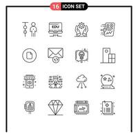 Universal Icon Symbols Group of 16 Modern Outlines of chart report education send solutions Editable Vector Design Elements