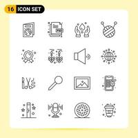 16 iconos creativos para el diseño moderno de sitios web y aplicaciones móviles receptivas 16 símbolos de contorno signos sobre fondo blanco paquete de 16 iconos vector