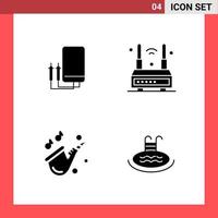 4 Icon Pack Solid Style Glyph Symbols on White Background Simple Signs for general designing vector