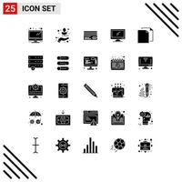 Set of 25 Modern UI Icons Symbols Signs for copy imac card device computer Editable Vector Design Elements