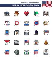 conjunto de 25 iconos del día de ee.uu. símbolos americanos signos del día de la independencia para el hogar occidental protección de la puerta americana elementos de diseño vectorial editables del día de ee.uu. vector