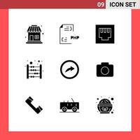 Set of 9 Modern UI Icons Symbols Signs for instagram link ethernet export education Editable Vector Design Elements