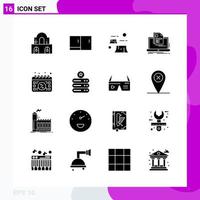 Solid Icon set Pack of 16 Glyph Icons isolated on White Background for Web Print and Mobile vector
