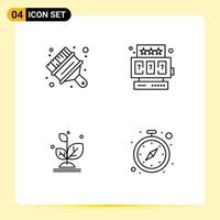 4 Thematic Vector Filledline Flat Colors and Editable Symbols of art growth brush game clock Editable Vector Design Elements