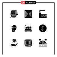 Modern Set of 9 Solid Glyphs and symbols such as bed user logistic glass water Editable Vector Design Elements