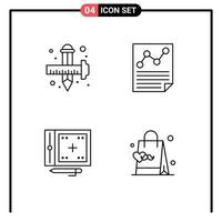 4 Universal Line Signs Symbols of art report drawing document design Editable Vector Design Elements