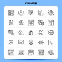 OutLine 25 Web Hosting Icon set Vector Line Style Design Black Icons Set Linear pictogram pack Web and Mobile Business ideas design Vector Illustration