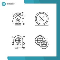 Vector Pack of 4 Outline Symbols Line Style Icon Set on White Background for Web and Mobile