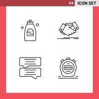 4 Thematic Vector Filledline Flat Colors and Editable Symbols of bathroom bubble soap shaking hand message Editable Vector Design Elements