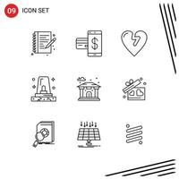 9 Outline concept for Websites Mobile and Apps city siren payment police alert Editable Vector Design Elements