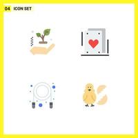 Pack of 4 creative Flat Icons of hand egg cards jump easter Editable Vector Design Elements