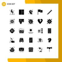 Universal Icon Symbols Group of 25 Modern Solid Glyphs of instrument audio head ui basic Editable Vector Design Elements