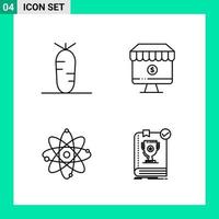 paquete de 4 iconos de estilo de línea establece símbolos de esquema para imprimir signos creativos aislados en fondo blanco 4 conjunto de iconos vector