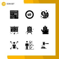 9 Icon Set Solid Style Icon Pack Glyph Symbols isolated on White Backgound for Responsive Website Designing vector