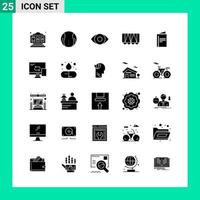 Pack of 25 Solid Style Icon Set Glyph Symbols for print Creative Signs Isolated on White Background 25 Icon Set vector