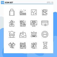 Modern 16 Line style icons Outline Symbols for general use Creative Line Icon Sign Isolated on White Background 16 Icons Pack vector