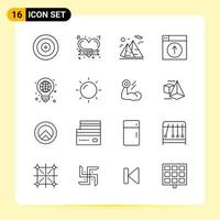 16 iconos creativos para el diseño moderno de sitios web y aplicaciones móviles receptivas 16 símbolos de contorno signos sobre fondo blanco paquete de 16 iconos vector