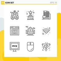 colección de 9 iconos de línea universal conjunto de iconos para web y móvil vector