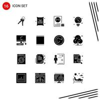 16 Creative Icons Modern Signs and Symbols of monitor thinking app solutions planning Editable Vector Design Elements