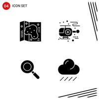 Collection of 4 Vector Icons in solid style Pixle Perfect Glyph Symbols for Web and Mobile Solid Icon Signs on White Background 4 Icons