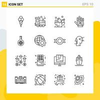 Collection of 16 Universal Line Icons Icon Set for Web and Mobile vector