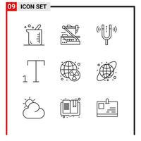 9 General Icons for website design print and mobile apps 9 Outline Symbols Signs Isolated on White Background 9 Icon Pack vector