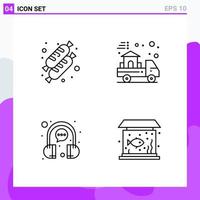 Set of 4 icons in Line style Creative Outline Symbols for Website Design and Mobile Apps Simple Line Icon Sign Isolated on White Background 4 Icons vector